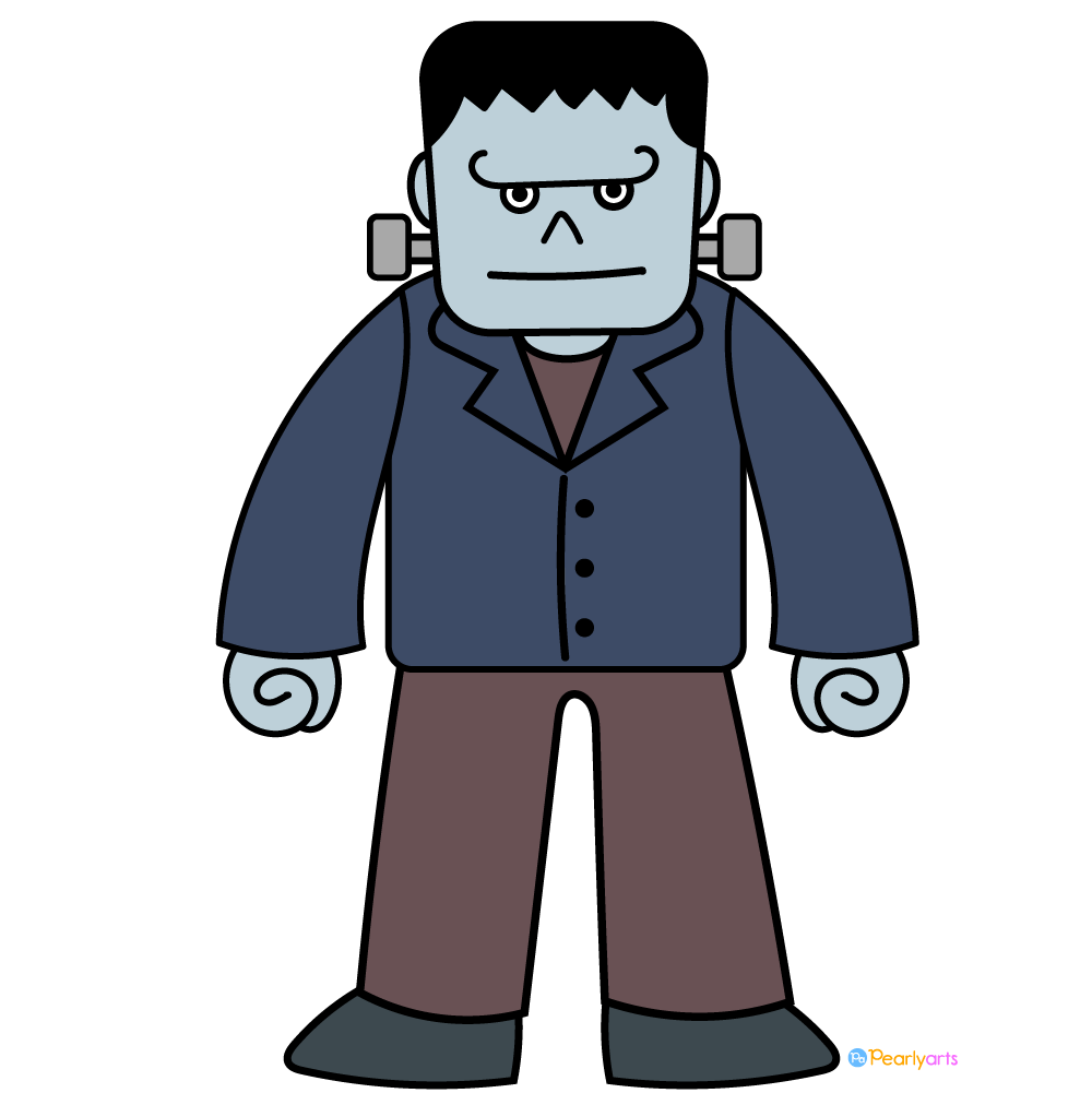 Frankenstein Clipart with outline WM | Pearly Arts