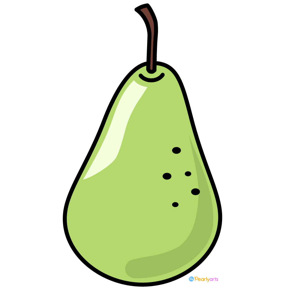 Green Pear with Outline Clipart free WM | Pearly arts