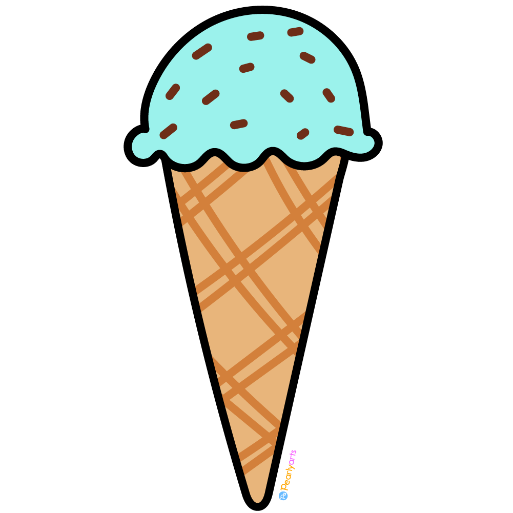 Mint Ice Cream Clipart with outline WM free | Pearly Arts