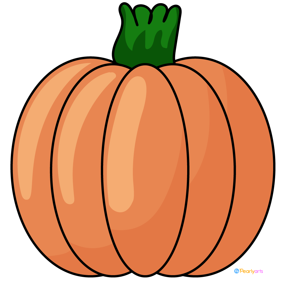 Pumpkin Clipart with outline WM free | Pearly Arts
