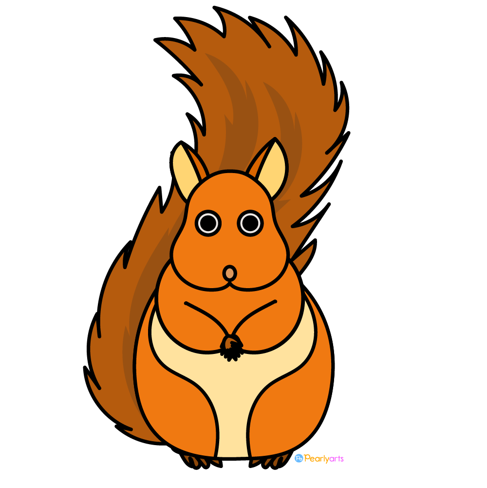 Squirrel Clipart with outline WM free | Pearly Arts