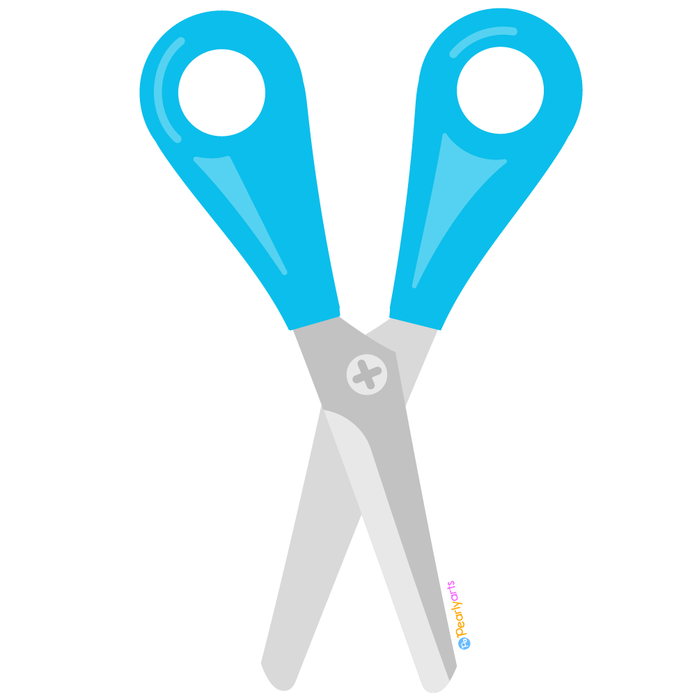 Blue Open Scissors Clipart WM free | Pearly Arts