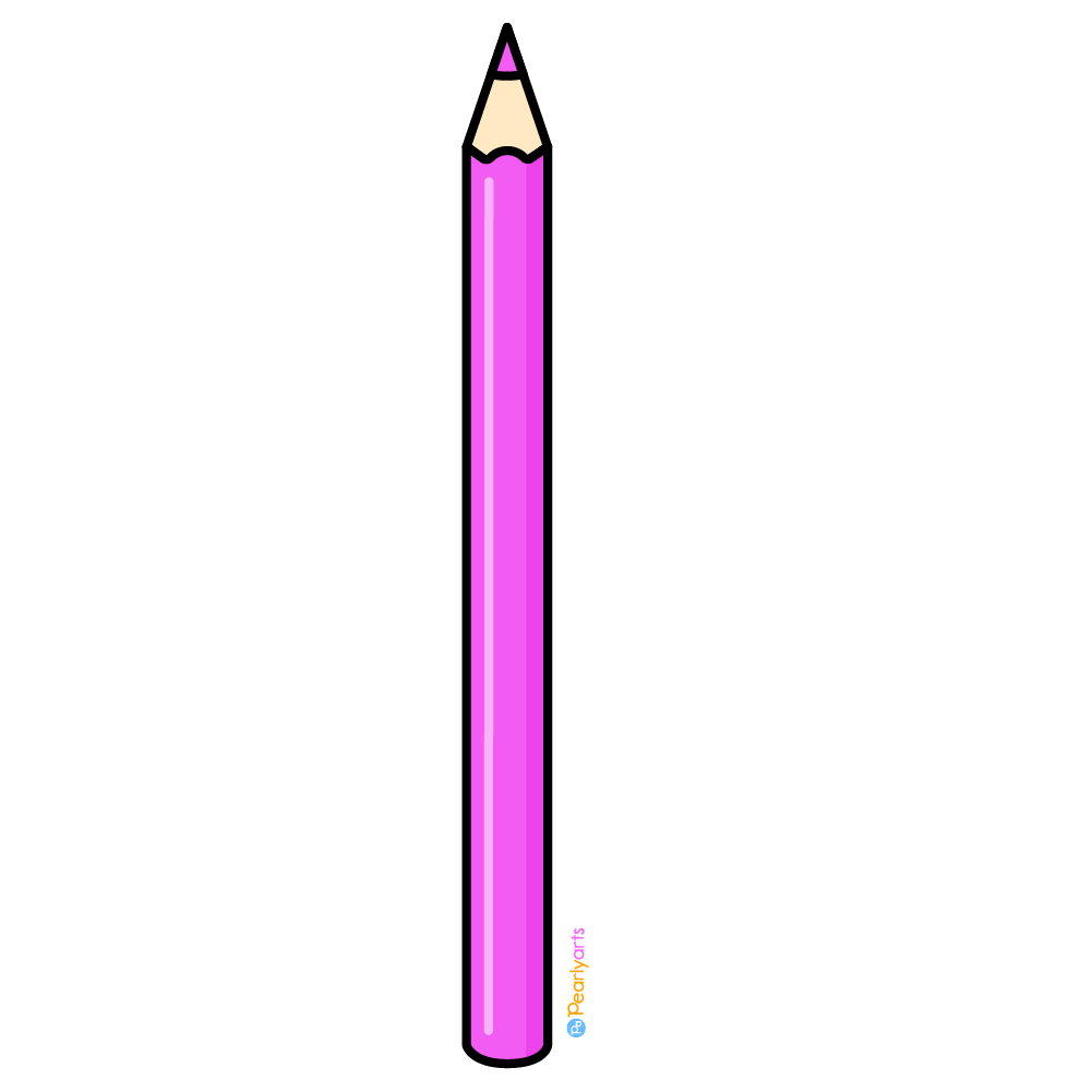 Colored Pencil (Pink) with Outline Clipart WM | Pearly Arts