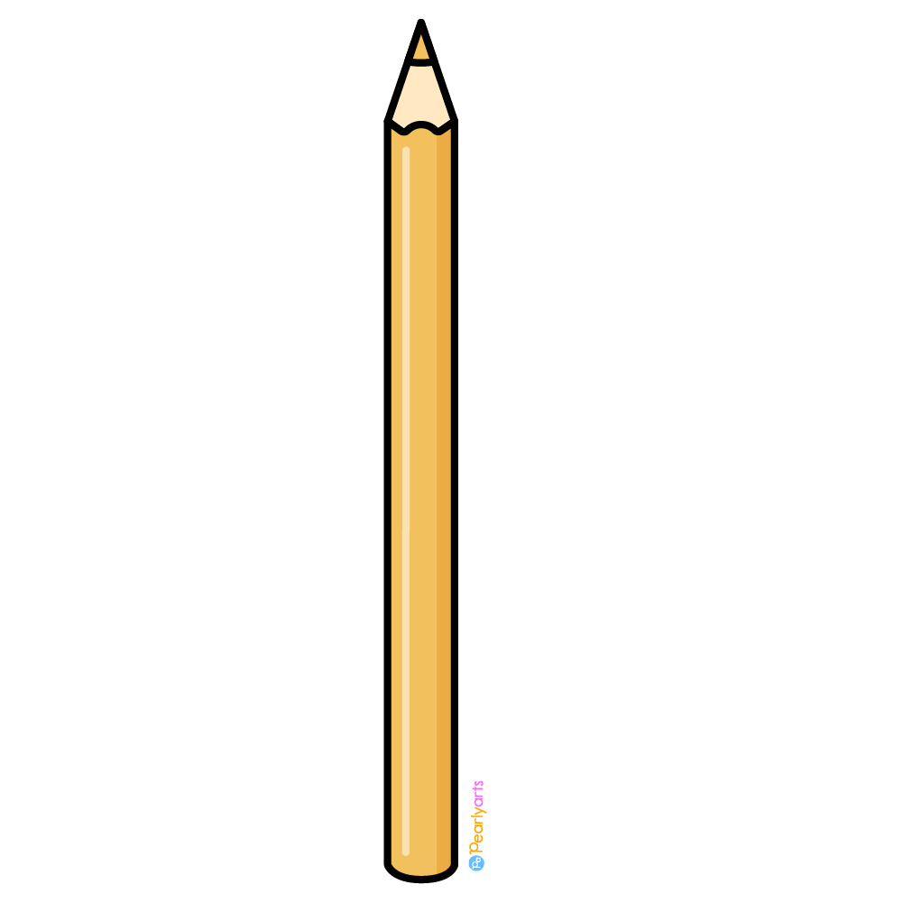 Colored Pencil (Yellow) with Outline Clipart WM | Pearly Arts
