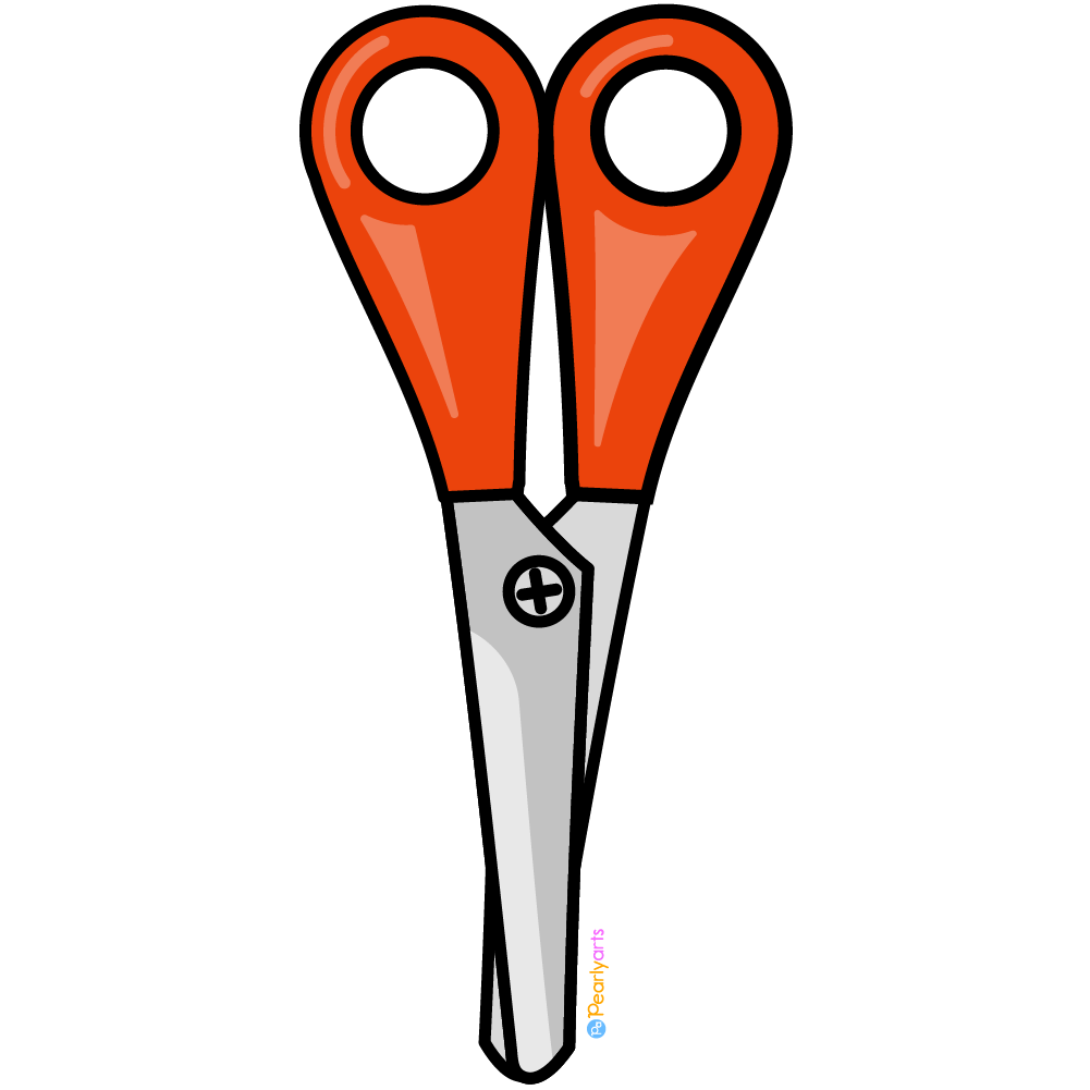 Red scissors Clipart with outline WM free | Pearly Arts