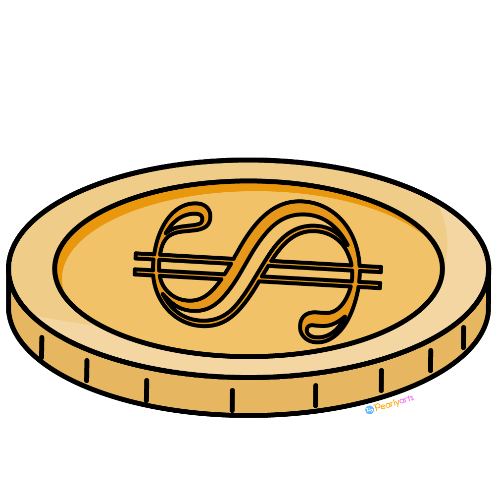 Coin Clipart with Outline B WM free | Pearly Arts