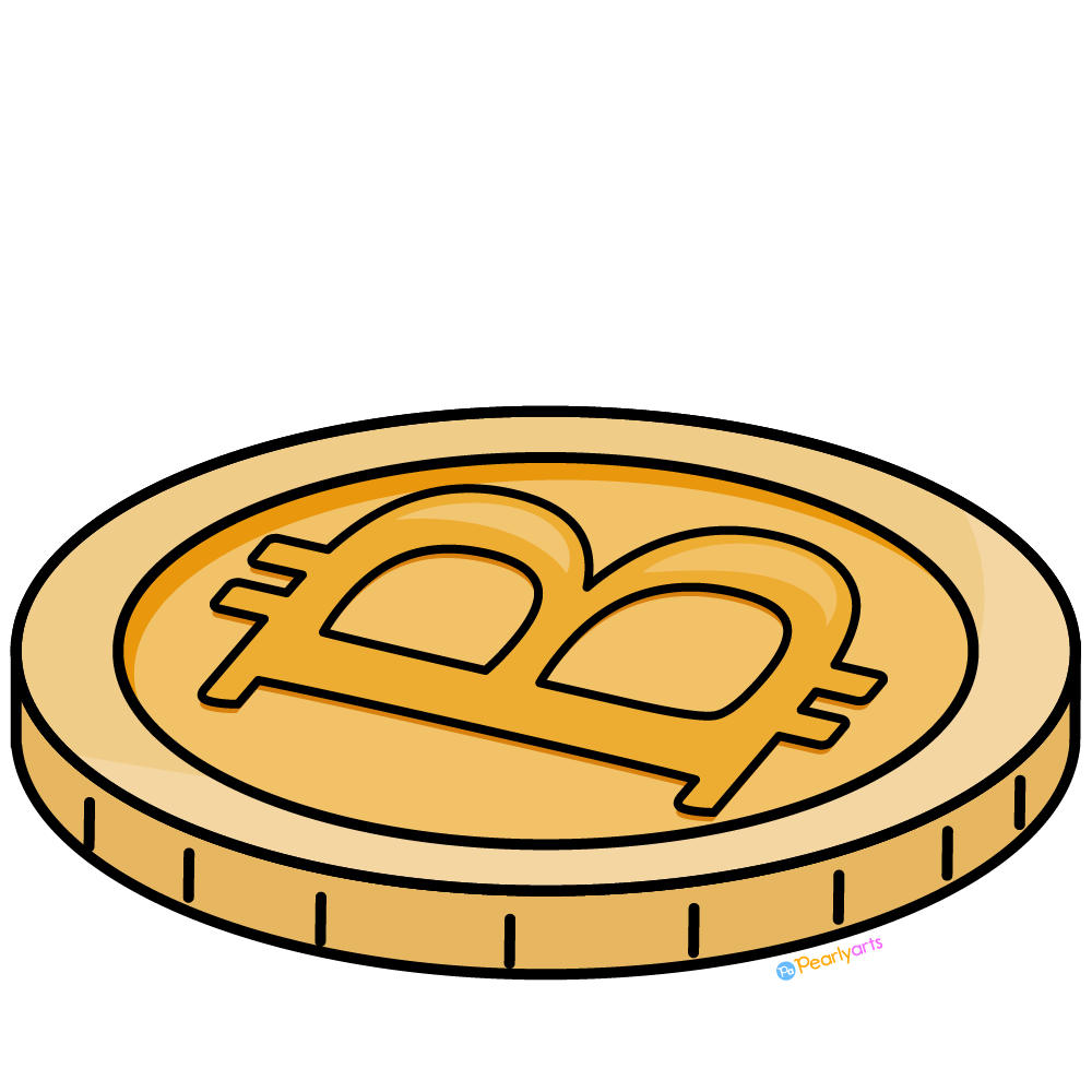 Cryptocurrency Clipart B with outline WM free | Pearly Arts