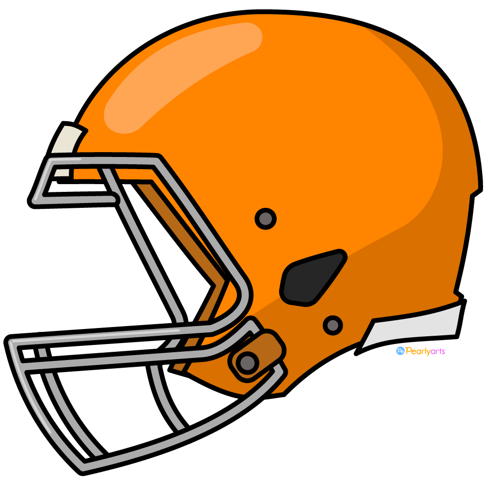 Football Helmet (Orange) Clipart with outline | Pearly Arts