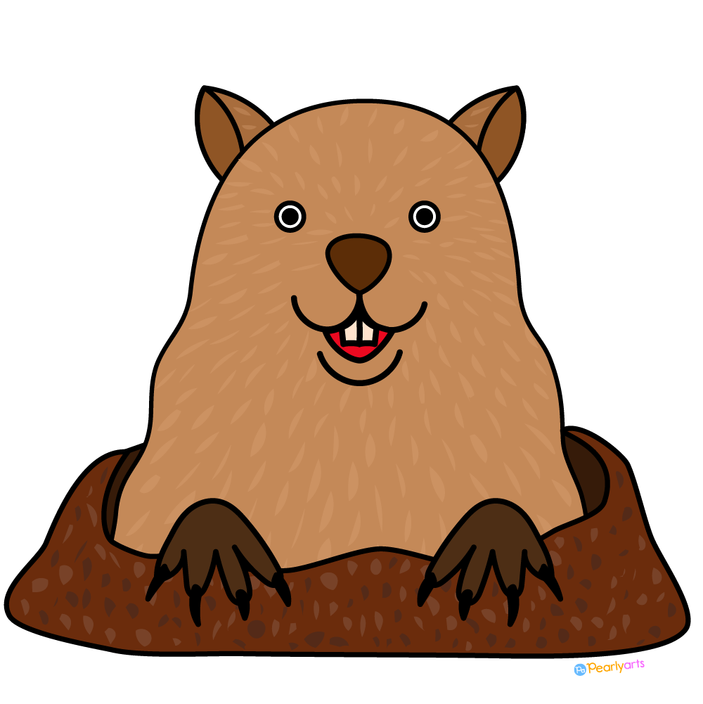 Groundhog Clipart with outline WM free | Pearly Arts