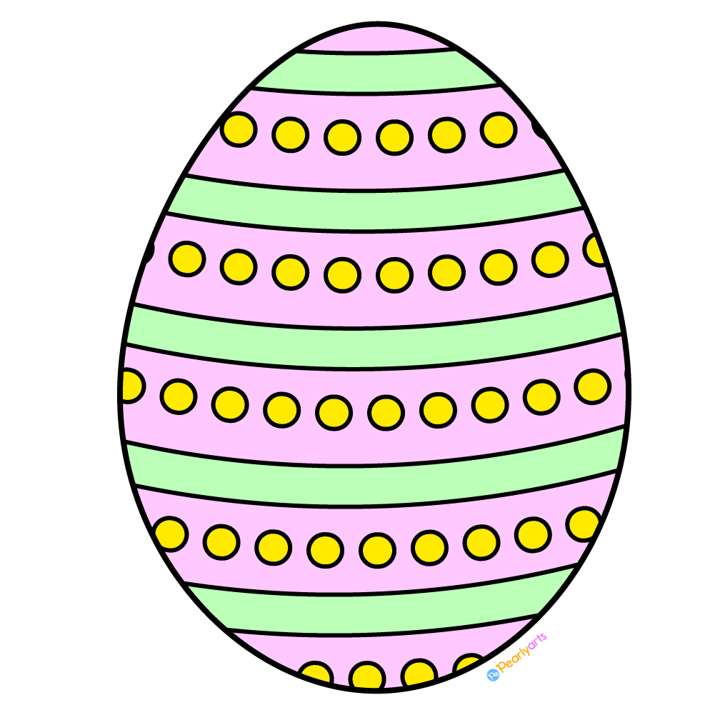 Free Pink Easter Egg Clipart with outline WM | Pearly Arts | Royalty-free, 1000 by 1000, PNG, transparent background