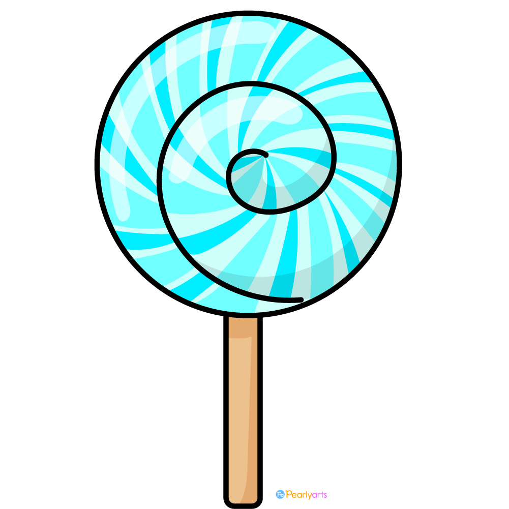 FREE Blue Lollipop Clipart with outline WM | Pearly Arts | Royalty-free, 1000 by 1000, PNG, transparent background
