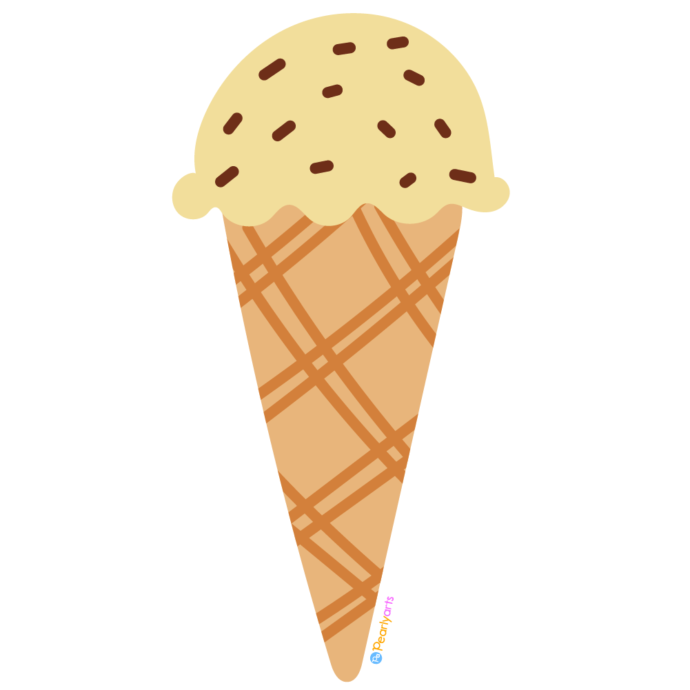 Free Chocolate Chip Ice Cream Clipart WM | Pearly Arts | Royalty-free, 1000 by 1000, PNG, transparent background