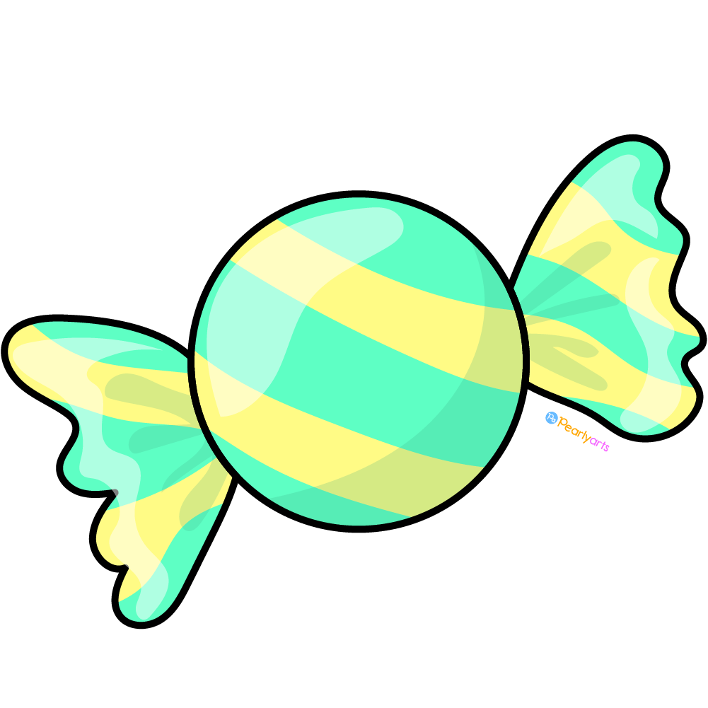 FREE Yellow Candy Clipart with outline WM  | Pearly Arts | Royalty-free, 1000 by 1000, PNG, transparent background
