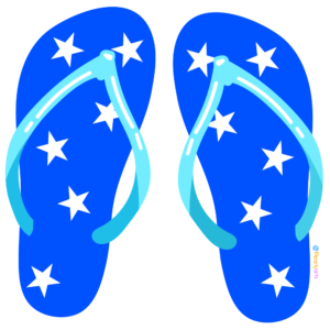 Free Blue Star Flip Flops Clipart WM | Pearly Arts | Royalty-free, 1000 by 1000, PNG, transparent background