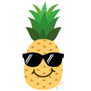 FREE Cute Pineapple Clipart WM | Pearly Arts  | Royalty-free, 1000 by 1000, PNG, transparent background