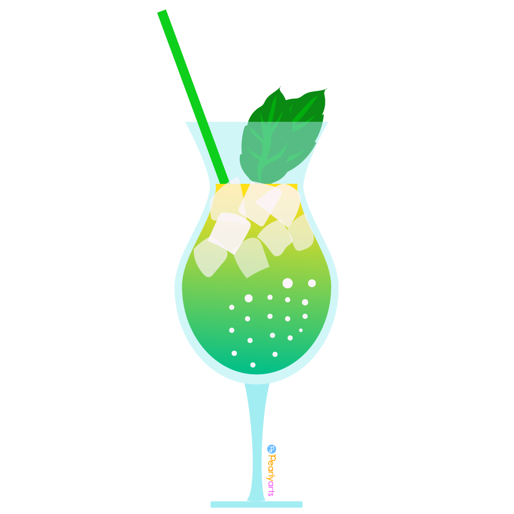 FREE Mint Summer Cocktail Clipart WM | Pearly Arts | Royalty-free, 1000 by 1000, PNG, transparent background