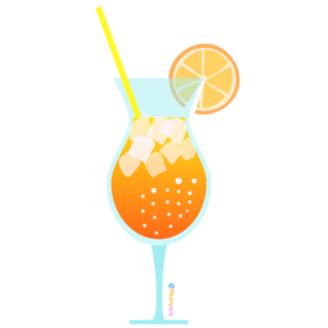 FREE Orange Summer cocktail Clipart WM | Pearly Arts | Royalty-free, 1000 by 1000, PNG, transparent background