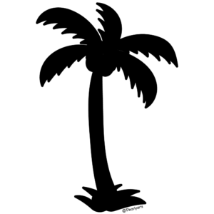 FREE Palm Tree Clipart Silhouette WM | Pearly Arts | Royalty-free, 1000 by 1000, PNG, transparent background