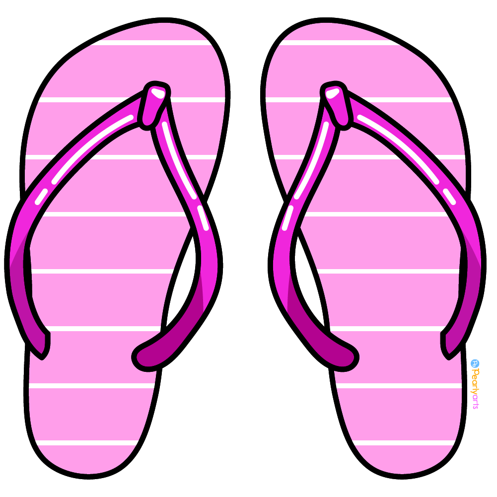 FREE Pink Striped Flip-Flops Clipart | Pearly Arts