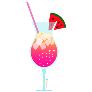 FREE Watermelon Summer Cocktail Clipart WM | Pearly Arts | Royalty-free, 1000 by 1000, PNG, transparent background