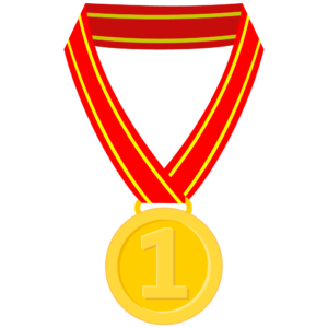 FREE First Place Medal Clipart WM | Pearly Arts | Royalty-free, 1000 by 1000, PNG, transparent background
