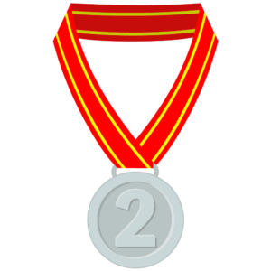 FREE Second Place Medal Clipart WM | Pearly Arts | Royalty-free, 1000 by 1000, PNG, transparent background