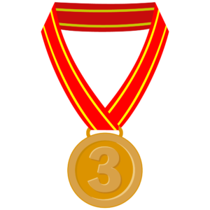 FREE Third Place Medal Clipart WM | Pearly Arts | Royalty-free, 1000 by 1000, PNG, transparent background
