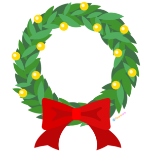 FREE Christmas Wreath Clipart WM | Pearly Arts  | Royalty-free, 1000 by 1000, PNG, transparent background