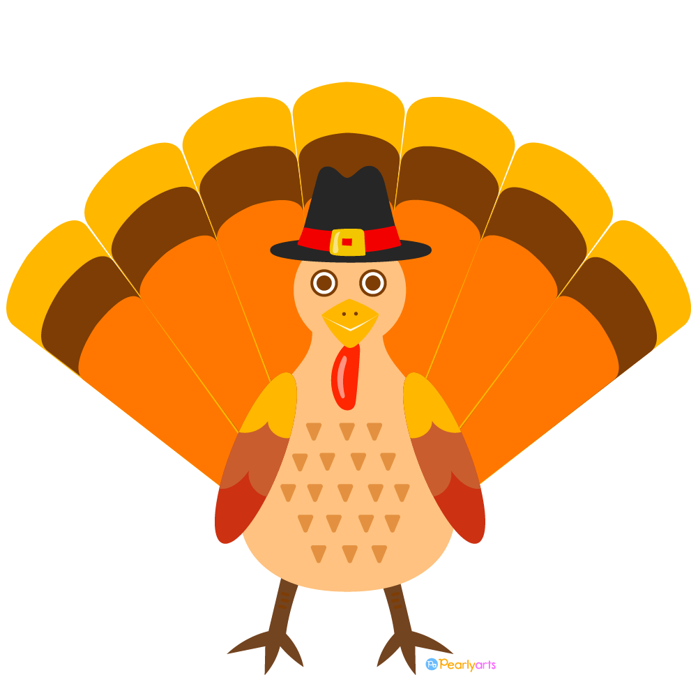 FREE Mr Pilgrim Turkey Clipart | Pearly Arts  | Royalty-free, 1000 by 1000, PNG, transparent background