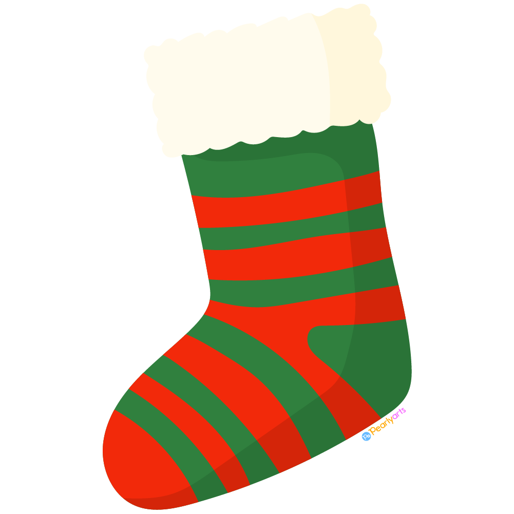 FREE Striped Christmas Stocking Clipart | Pearly Arts | Royalty-free, 1000 by 1000, PNG, transparent background