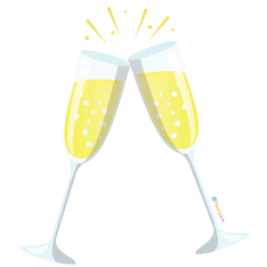 FREE Champagne Glasses Clipart WM | Pearly Arts | Royalty-free, 1000 by 1000, PNG, transparent background