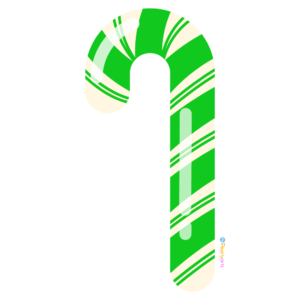 FREE Green Candy Cane Clipart WM | Pearly Arts | Royalty-free, 1000 by 1000, PNG, transparent background