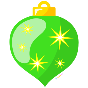FREE Green Christmas Ornament Clipart WM | Pearly Arts | Royalty-free, 1000 by 1000, PNG, transparent background