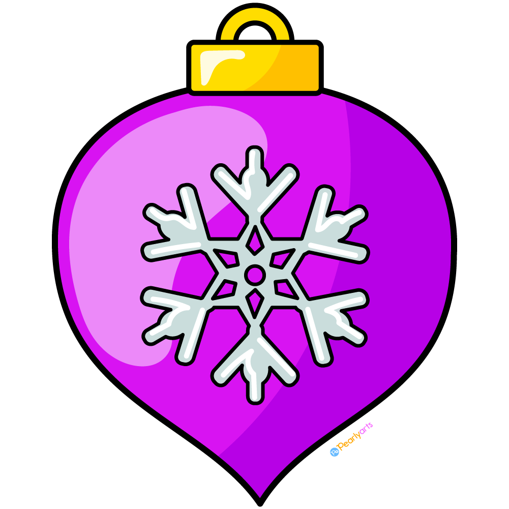 FREE Purple Christmas Ornament with outline WM | Pearly Arts | Royalty-free, 1000 by 1000, PNG, transparent background