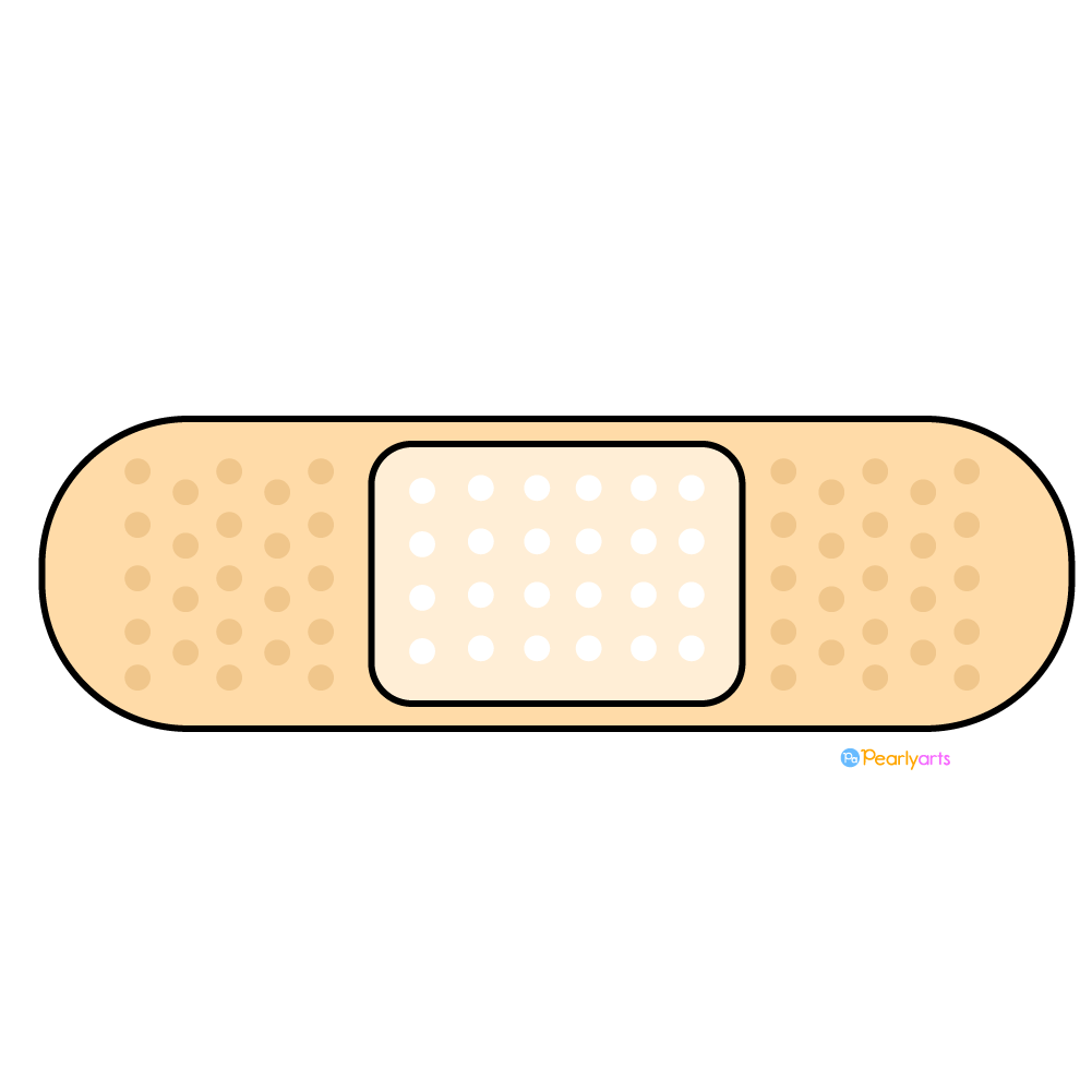 FREE Bandage Clipart with outline WM | Pearly Arts | Royalty-free, 1000 by 1000, PNG, transparent background