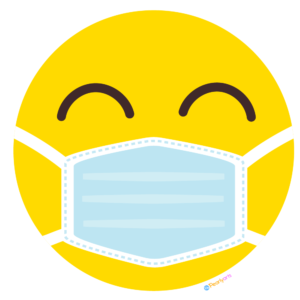 FREE Emoji Face Mask Clipart WM | Pearly Arts | Royalty-free, 1000 by 1000, PNG, transparent background