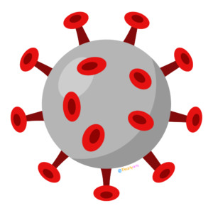FREE Red Virus Clipart WM | Pearly Arts | Royalty-free, 1000 by 1000, PNG, transparent background