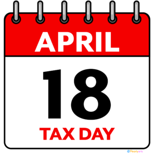 April 18th Tax Day Calendar Clipart WM | Pearly Arts  | Royalty-free, 1000 by 1000, PNG, transparent background