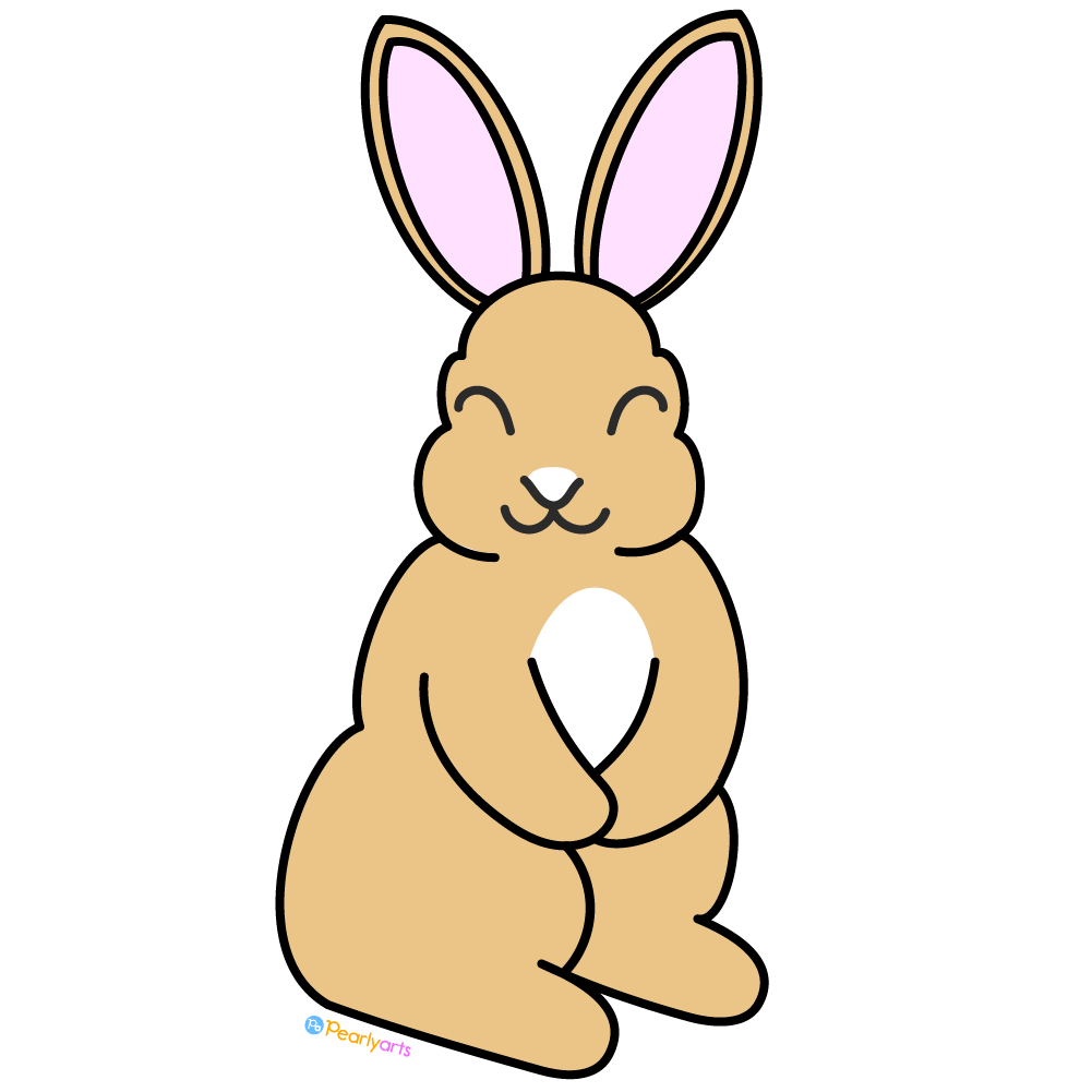 FREE Brown Bunny Clipart with outline WM | Pearly Arts | Royalty-free, 1000 by 1000, PNG, transparent background