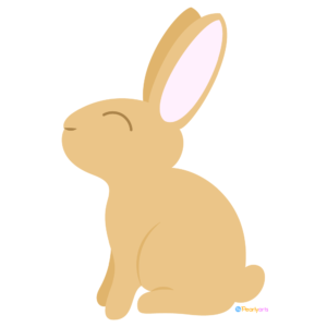 FREE Brown Bunny Side View Clipart WM | Pearly Arts | Royalty-free, 1000 by 1000, PNG, transparent background