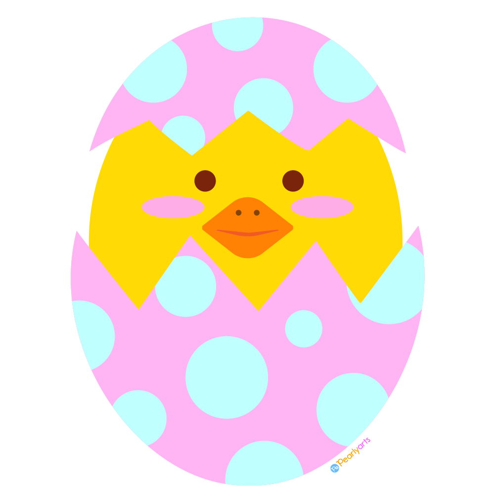 FREE Easter Chick in Pink Egg clipart WM | Pearly Arts | Royalty-free, 1000 by 1000, PNG, transparent background