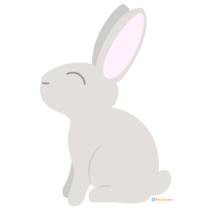FREE Gray Bunny Side View Clipart WM | Pearly Arts | Royalty-free, 1000 by 1000, PNG, transparent background
