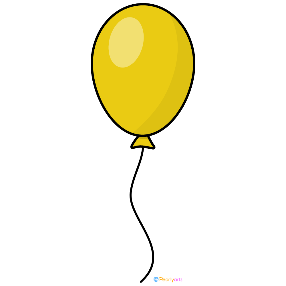 FREE Gold Balloon Clipart with outline WM | Pearly Arts | Royalty-free, 1000 by 1000, PNG, transparent background
