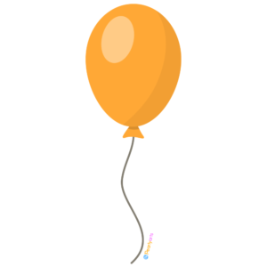 FREE Orange Balloon Clipart WM | Pearly Arts | Royalty-free, 1000 by 1000, PNG, transparent background