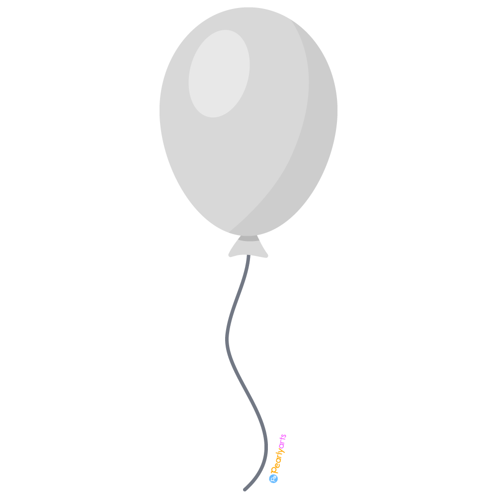 FREE Silver Balloon Clipart WM | Pearly Arts | Royalty-free, 1000 by 1000, PNG, transparent background