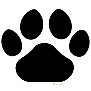 Cat Paw Print Clipart Black WM | Pearly Arts | Royalty-free, 1000 by 1000, PNG, transparent background