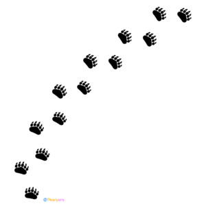 FREE Bear Paw Prints Clipart Black WM | Pearly Arts | Royalty-free, 1000 by 1000, PNG, transparent background