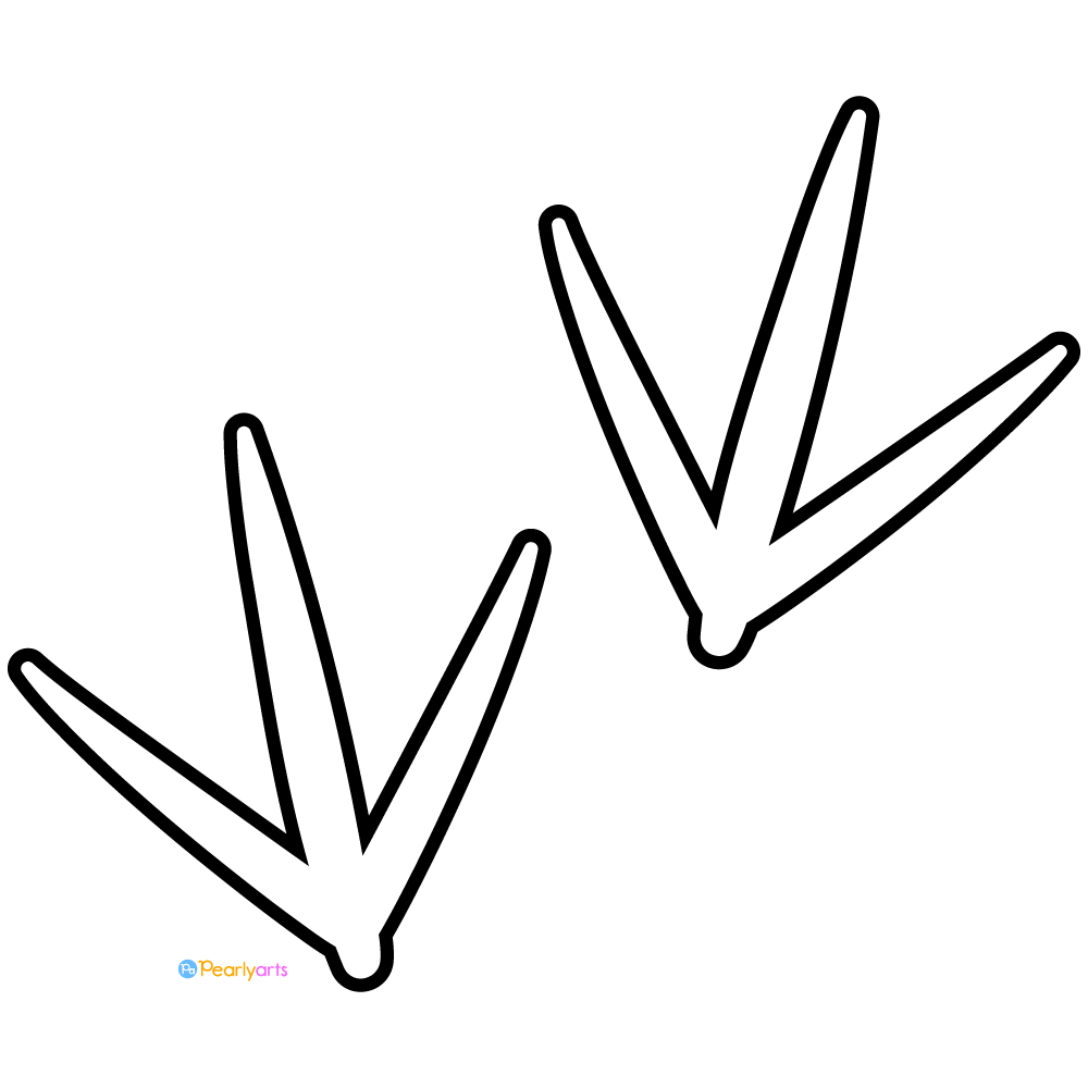 FREE Bird Footprints Clipart with outline WM | Pearly Arts | Royalty-free, 1000 by 1000, PNG, transparent background