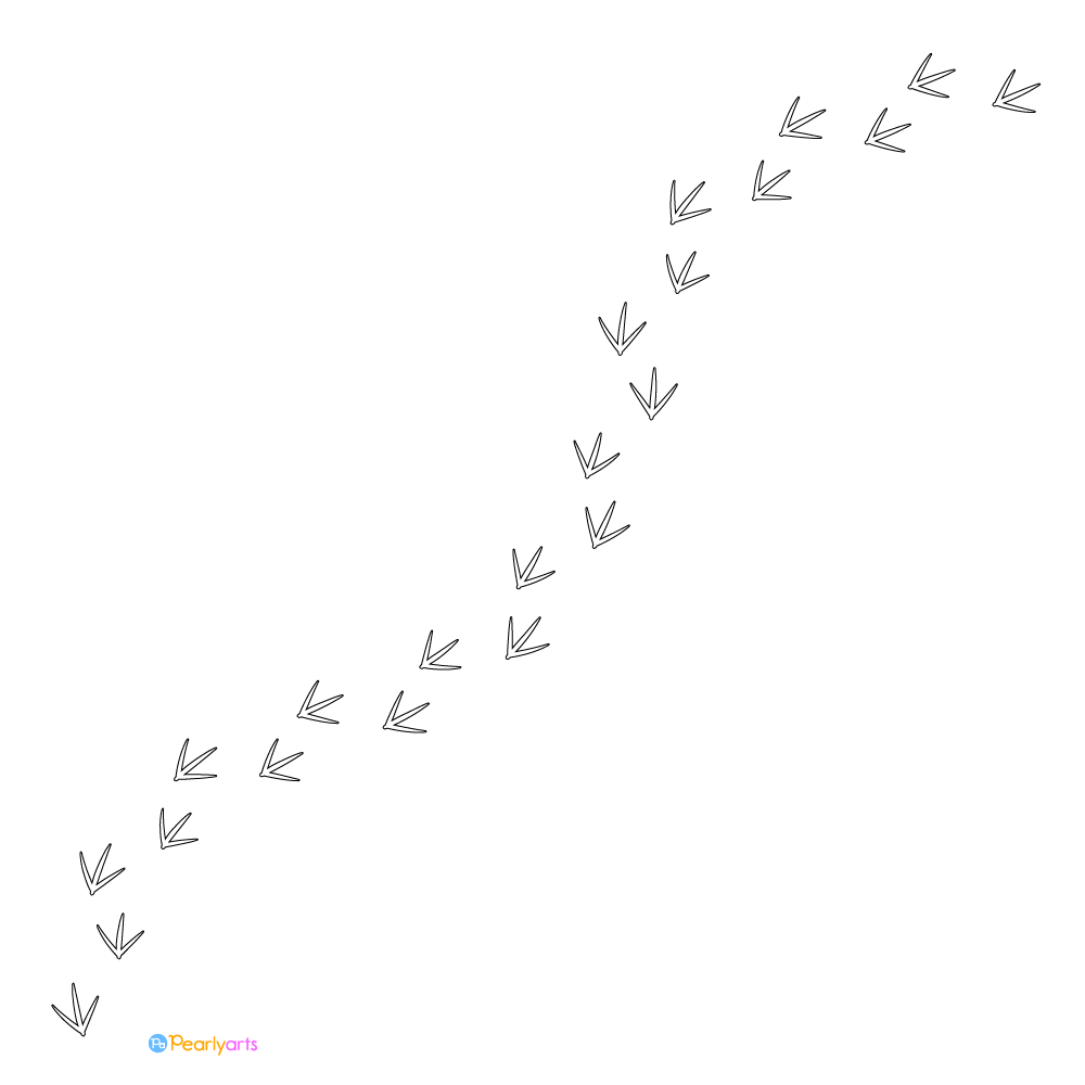 FREE Bird Track Clipart with outline WM | Pearly Arts | Royalty-free, 1000 by 1000, PNG, transparent background