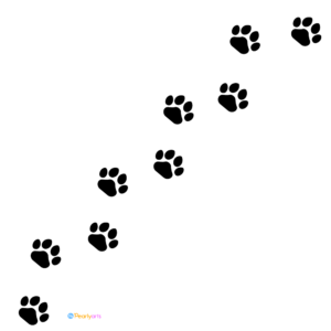 FREE Cat Paw Prints Clipart Black WM | Pearly Arts | Royalty-free, 1000 by 1000, PNG, transparent background